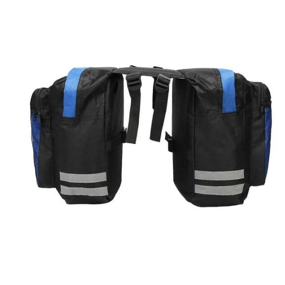 Double Pannier Water-Resistant Side Bags Large Compartments Quick Release for Cargo Rear Rack Saddle Bag Pannier Rack Bike Bag - Blue