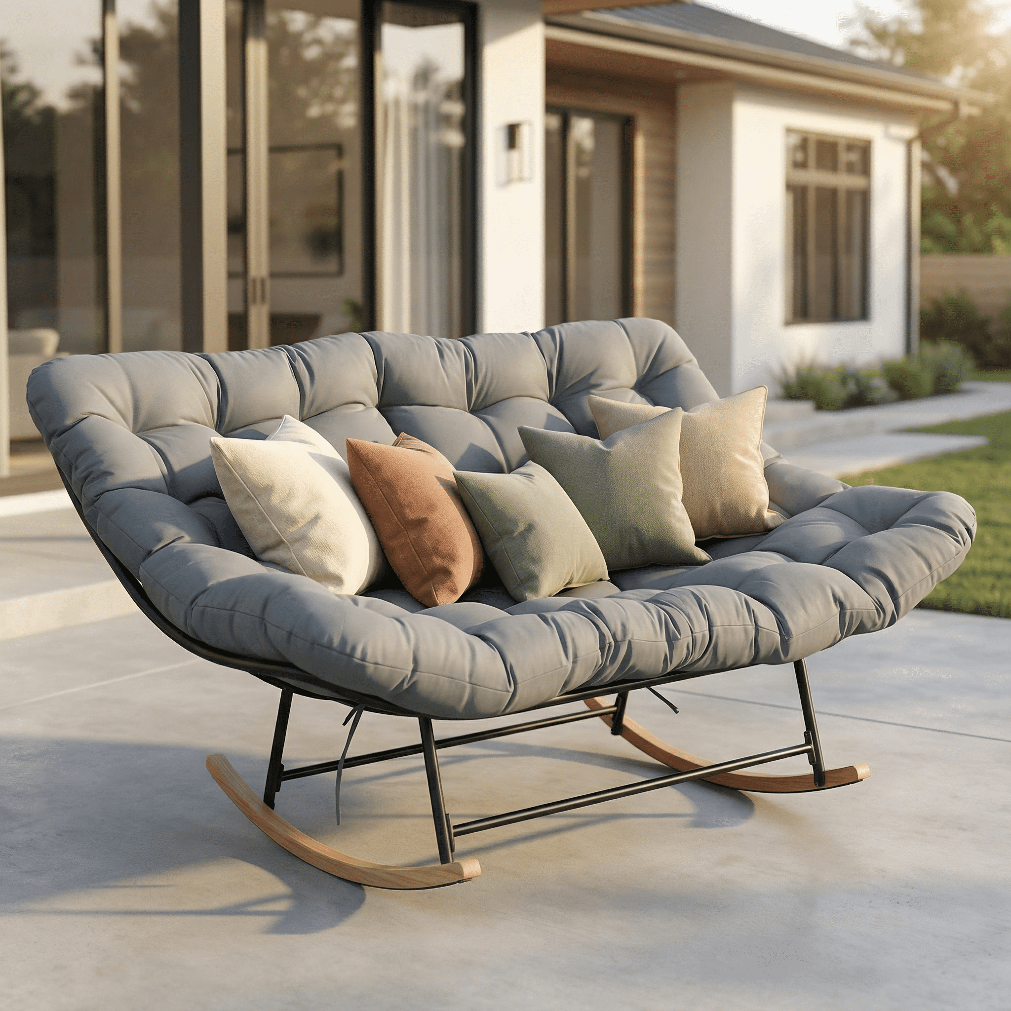 2 Person Rocker Double Papasan Rocking Chair – 57”W x 44”D x 32”H Oversized 2-Person ...
