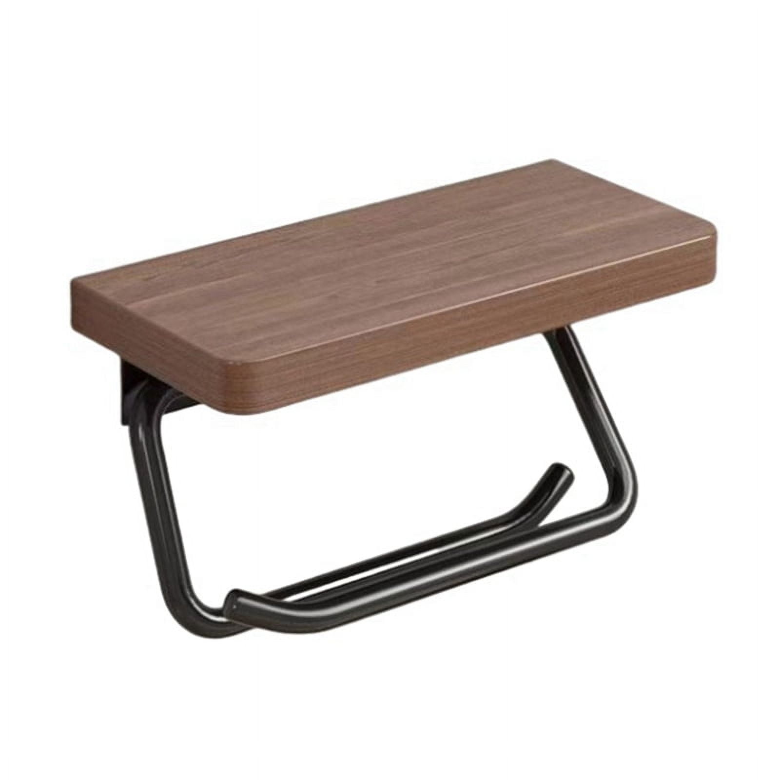 Double Paper Holder with Shelf Wood Wall Mounted WC Holders Toilet Paper Towel Rack for Bathroom Kitchen Flat