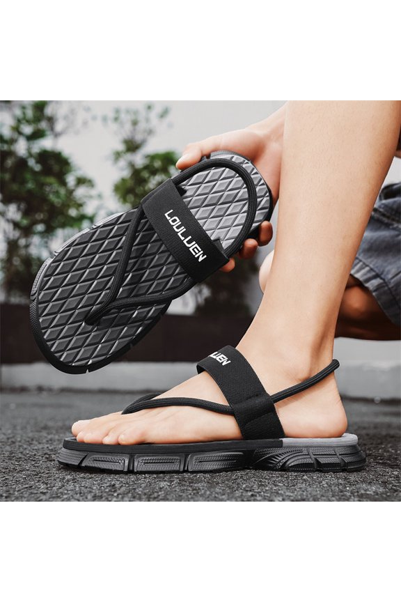 Double Parallel Braided Strap Split Toe Sandals Diamond Grid Massage Insole Shock-Absorbing EVA Outsole Footwear