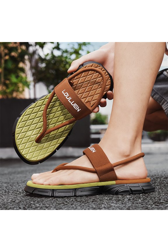 Double Parallel Braided Strap Split Toe Sandals Diamond Grid Massage Insole Shock-Absorbing EVA Outsole Footwear
