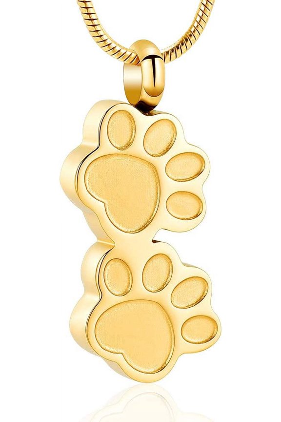Double Paw Print Cremation Jewelry Urn Pendant Memorial Ash Keepsake Jewelry Charm Locket Memorial Ash Pendant Urn Necklace for Women Men