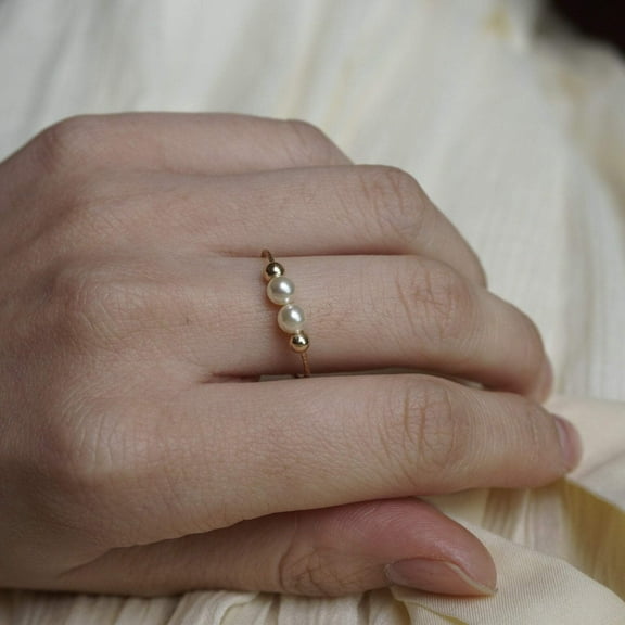 Double Pearls Ring (Gold Filled)