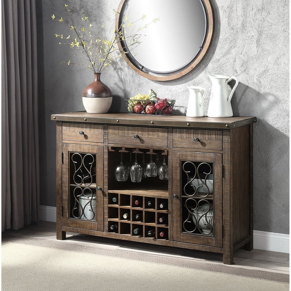 Double Pedestals, Nailhead Trim Server / Stylish Addition to Living Area