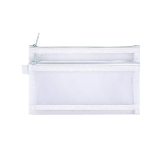 Double Pen Bag Under $5! Kadlawus Double Layer Mesh Pencil Case, Transparent Large Capacity Exam Pouch, Nylon Stationery Organizer forschool, Office, Travel, Zipper Closure, Multiple Colors