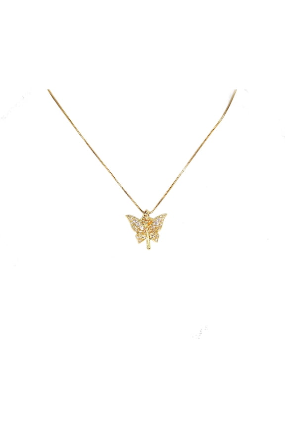 Double Pendant Necklace for Women 18k Gold Plated Necklace Cubic Zirconia Dainty Gold Necklaces for Women[r2934]