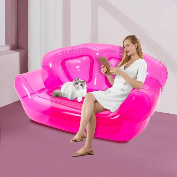 Double Person Inflatable Sofa, Blow up Chair Yard Portable Inflatable Couch Air Couch Patio Blow up Furniture for Swimming Pool & Parties, Max Load: 440.92lbs, 70.9x35.43x37.4in