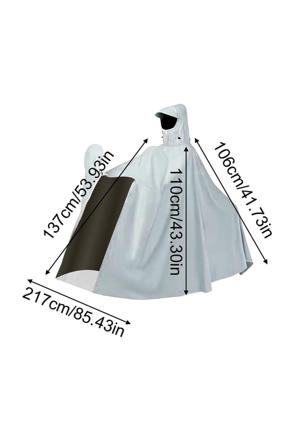 Double Person Motorcycle Rain Poncho Heavy Duty Windproof Raincoat with Reflective Strip Family Scooter Riding Hooded Cape for Commuting Coffee 5Xl