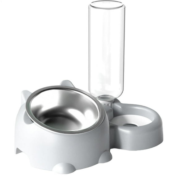 Double Pet Bowl Set with Automatic Water Dispenser - Stainless Steel Detachable Food & Water Bowls for Cats/Dogs - No-Spill Gravity Feeder for Puppies, Kittens & Small Pets