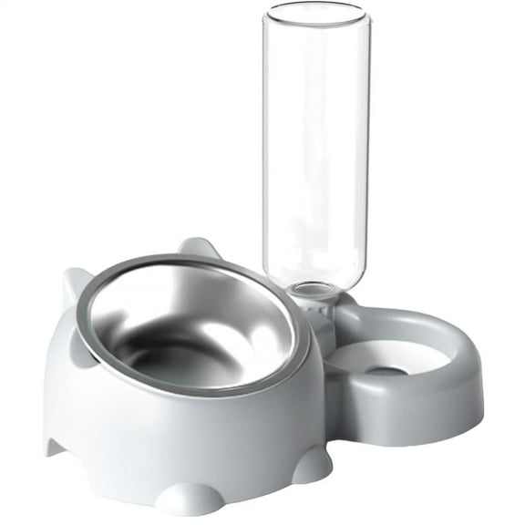Double Pet Bowl Set with Automatic Water Dispenser - Stainless Steel Detachable Food & Water Bowls for Cats/Dogs - No-Spill Gravity Feeder for Puppies, Kittens & Small Pets