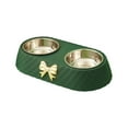 thumbnail image 1 of Double Pet Bowls Stainless Steel Food And Water Bowls For Dogs And Catss With Bowknot Decor Bracket And Non-Slip Mats Pet Feeding For Small To Medium Pet, Xinsrenus Under $5! Double Pet Bowls, 1 of 7