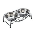thumbnail image 1 of Double Pet Elevated Feeder Dishes, Stainless Steel Pet Cat Dog Puppy Food and Water Dish Bowls with Retro Iron Stand for Small Dogs and Cats, 1 of 8