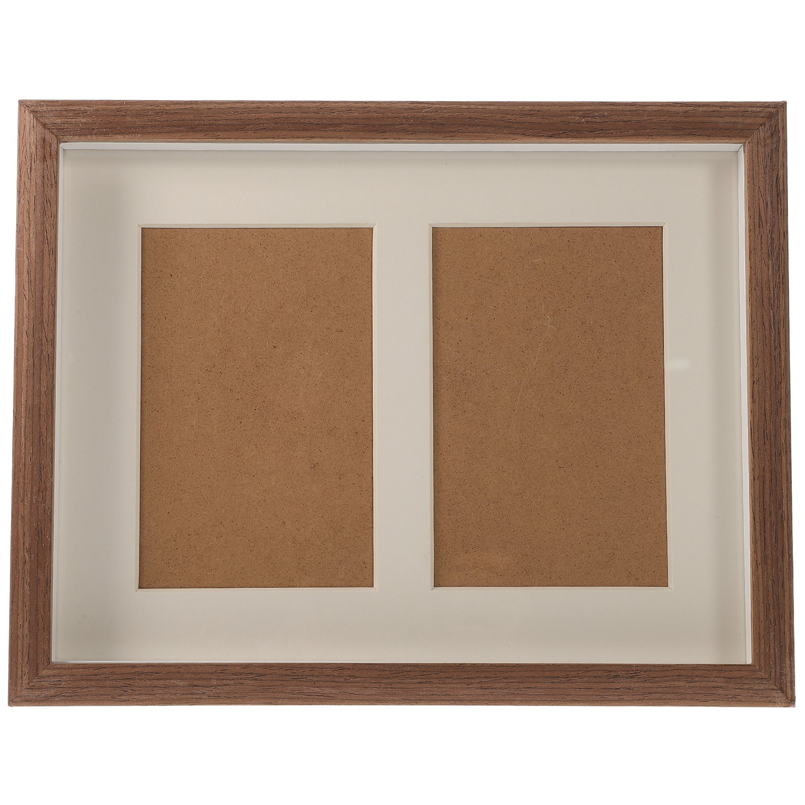 Double Picture Frame Wooden Photo Work Desk Decor Pictures Desktop Wall