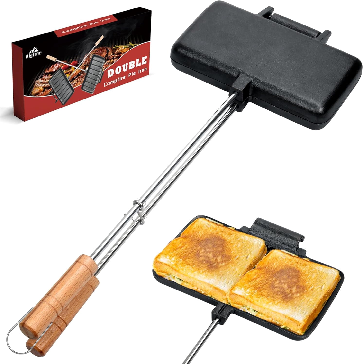 Campfire Pie Iron 4.9" Large Cast Iron Sandwich Maker For - View #2