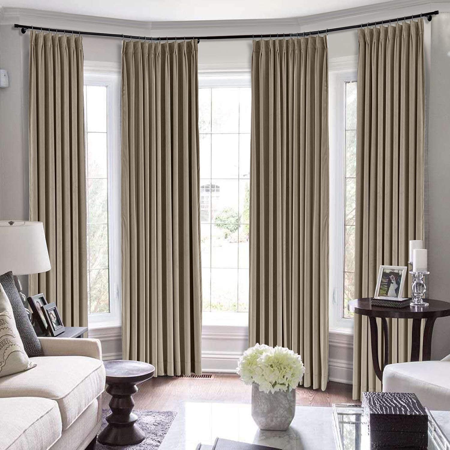 Double Pinch Pleat 100% Polyster Blackout Extra Long Curtains 2 Storey