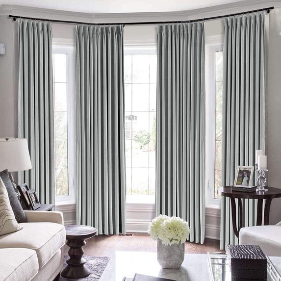 Double Pinch Pleat 100% Polyster Blackout Extra Long Curtains 2 Storey Window Hall Theater Room Attractive Draperies (1 Panel , 52" W by 240" L) { Light Grey }