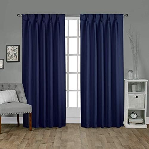 Double Pinch Pleat Twill Woven Blackout Curtain Panels for Hall, Dinning, Bedroom (2 Panels Combined Size, Navy Blue, 42 Inch by 95 Inch)$$Home Decor, Kitchen, & Other