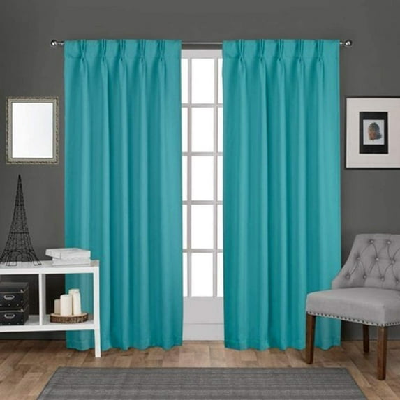 Double Pinch Pleated 100% Polyester Blackout Window Curtain Panels & Drapes and Thermal Insulation for Bedroom Living Room Kids Room & Window (2 Panels , 52" W x 120" L) { Turquoise }