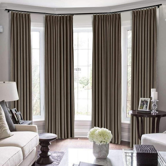 Double Pinch Pleated 100% Polyster Blackout Curtain Drapes Panel | Curtains for Living Room, Bedroom & Hall Dinning Living Open (1 Panel , 58" W x 45" L) { Coffee }