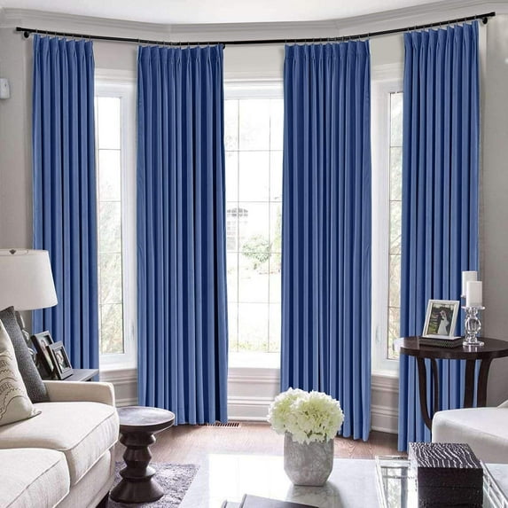 Double Pinch Pleated 100% Polyster Blackout Curtain Drapes Panel | Curtains for Living Room, Bedroom & Hall Dinning Living Open (1 Panel , 58" W x 54" L) { Royal Blue }