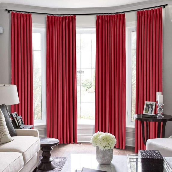 Double Pinch Pleated 100% Polyster Blackout Curtain Drapes Panel | Curtains for Living Room, Bedroom & Hall Dinning Living Open (1 Panel , 58" W x 63" L) { Brick Red }