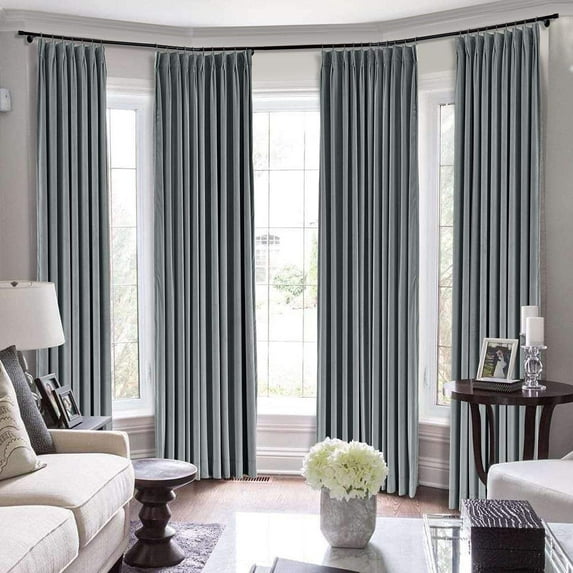 Double Pinch Pleated 100% Polyster Blackout Curtain Drapes Panel | Curtains for Living Room, Bedroom & Hall Dinning Living Open (1 Panel , 58" W x 84" L) { Grey }