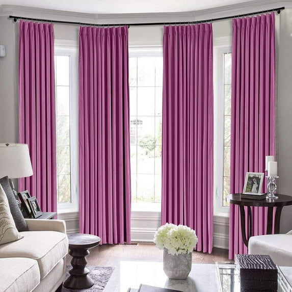 Double Pinch Pleated 100% Polyster Blackout Curtain Drapes Panel | Curtains for Living Room, Bedroom & Hall Dinning Living Open (1 Panel , 58" W x 84" L) { Purple }