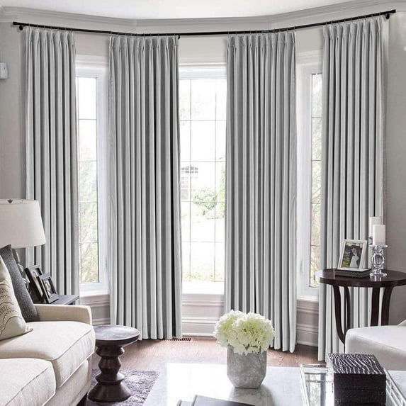 Double Pinch Pleated 100% Polyster Blackout Curtain Drapes Panel | Curtains for Living Room, Bedroom & Hall Dinning Living Open (1 Panel , 72" W x 108" L) { Silver Grey }