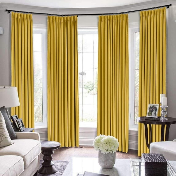 Double Pinch Pleated 100% Polyster Blackout Curtain Drapes Panel | Curtains for Living Room, Bedroom & Hall Dinning Living Open (1 Panel , 72" W x 120" L) { Gold }