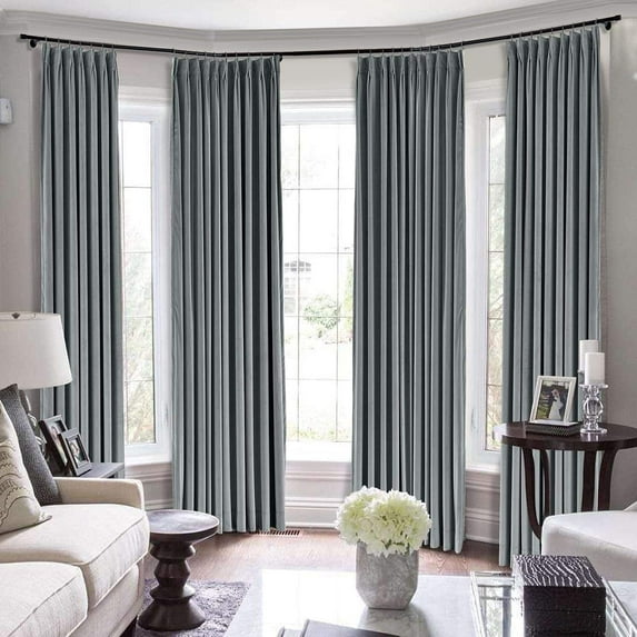 Double Pinch Pleated 100% Polyster Blackout Curtain Drapes Panel | Curtains for Living Room, Bedroom & Hall Dinning Living Open (1 Panel , 72" W x 45" L) { Grey }