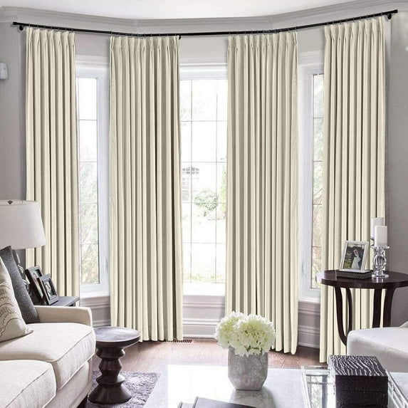 Double Pinch Pleated 100% Polyster Blackout Curtain Drapes Panel | Curtains for Living Room, Bedroom & Hall Dinning Living Open (1 Panel , 72" W x 54" L) { Ivory }