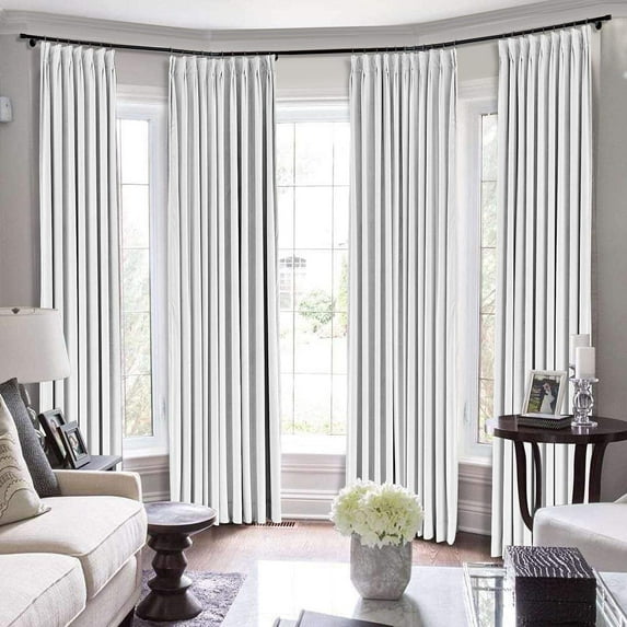 Double Pinch Pleated 100% Polyster Blackout Curtain Drapes Panel | Curtains for Living Room, Bedroom & Hall Dinning Living Open (1 Panel , 72" W x 54" L) { Pure White }