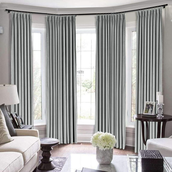 Double Pinch Pleated 100% Polyster Blackout Curtain Drapes Panel | Curtains for Living Room, Bedroom & Hall Dinning Living Open (1 Panel , 72" W x 63" L) { Light Grey }