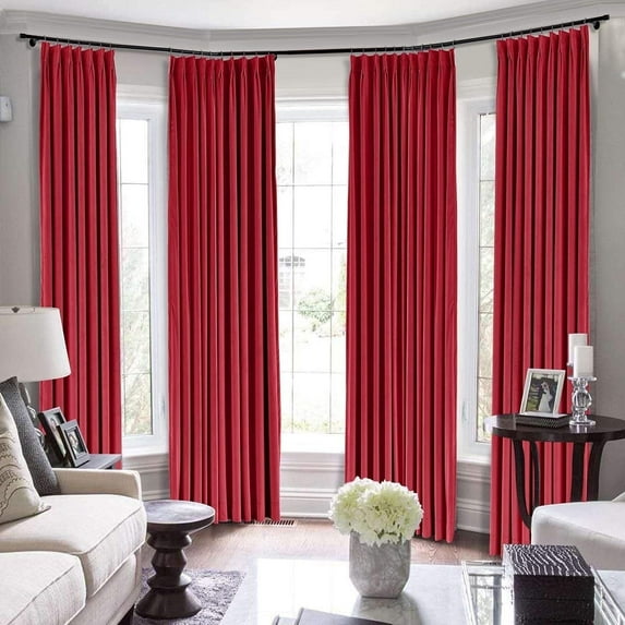 Double Pinch Pleated 100% Polyster Blackout Curtain Drapes Panel | Curtains for Living Room, Bedroom & Hall Dinning Living Open (1 Panel , 72" W x 72" L) { Blood Red }