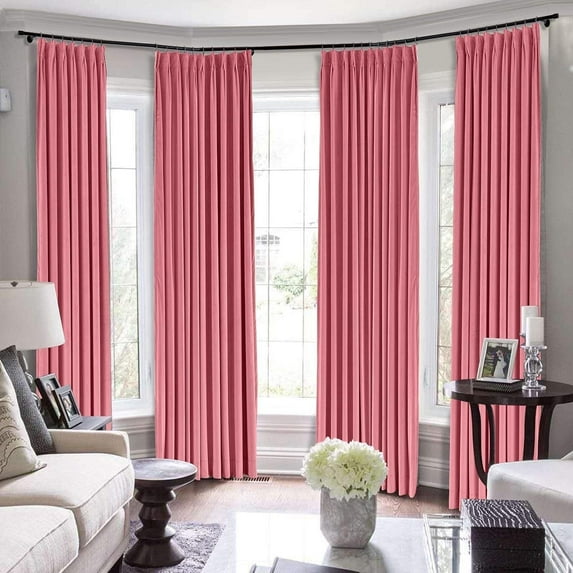 Double Pinch Pleated 100% Polyster Blackout Curtain Drapes Panel | Curtains for Living Room, Bedroom & Hall Dinning Living Open (1 Panel , 72" W x 72" L) { Blush }