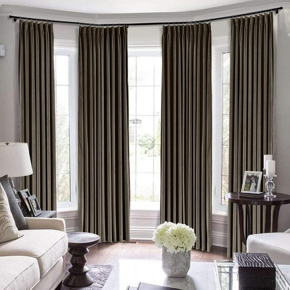 Double Pinch Pleated 100% Polyster Blackout Curtain Drapes Panel | Curtains for Living Room, Bedroom & Hall Dinning Living Open (1 Panel , 72" W x 84" L) { Chocolate }