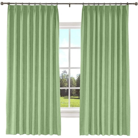Double Pinch Pleated 100% Polyster Blackout Curtain Drapes Panel | Curtains for Living Room, Bedroom & Hall Dinning Living Open (1 Panel , 72" W x 95" L) { Sage Green }