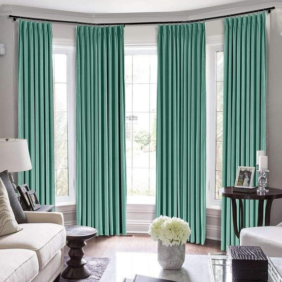 Double Pinch Pleated 100% Polyster Blackout Curtain Drapes Panel | Curtains for Living Room, Bedroom & Hall Dinning Living Open (1 Panel , 72" W x 95" L) { Seafoam Green }