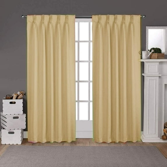 Double Pinch Pleated 100% Polyster Blackout Curtain Drapes Panel Pair Soft & Smooth | Curtains for Living Room, Bedroom & Window Hall (2 Panels Combined Size, 42" W x 95" L) { Beige }