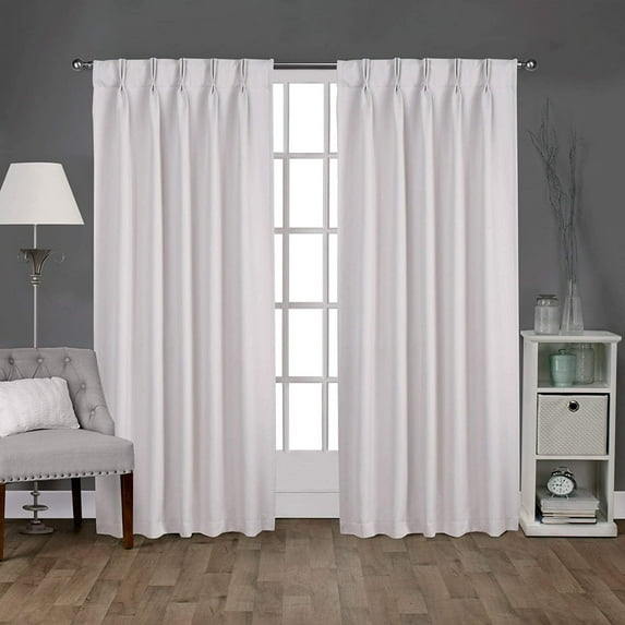 Double Pinch Pleated 100% Polyster Blackout Curtain Drapes Panel Pair Soft & Smooth | Curtains for Living Room, Bedroom & Window Hall (2 Panels Combined Size, 52" W x 63" L) { Pure White }