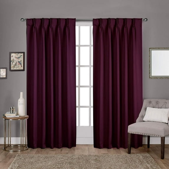 Double Pinch Pleated 100% Polyster Blackout Curtain Drapes Panel Pair Soft & Smooth | Curtains for Living Room, Bedroom & Window Hall (2 Panels Combined Size, 52" W x 120" L) { Wine }