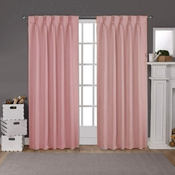 Double Pinch Pleated 100% Polyster Blackout Curtain Drapes Panel Pair Soft & Smooth | Curtains for Living Room, Bedroom & Window Hall (2 Panels Combined Size, 52" W x 63" L) { Blush }