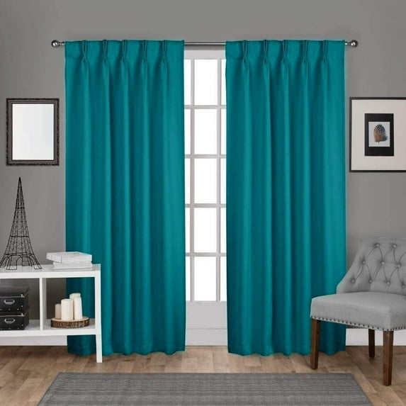 Double Pinch Pleated 100% Polyster Blackout Curtain Drapes Panel Pair Soft & Smooth | Curtains for Living Room, Bedroom & Window Hall (2 Panels Combined Size, 52" W x 108" L) { Seafoam Green }