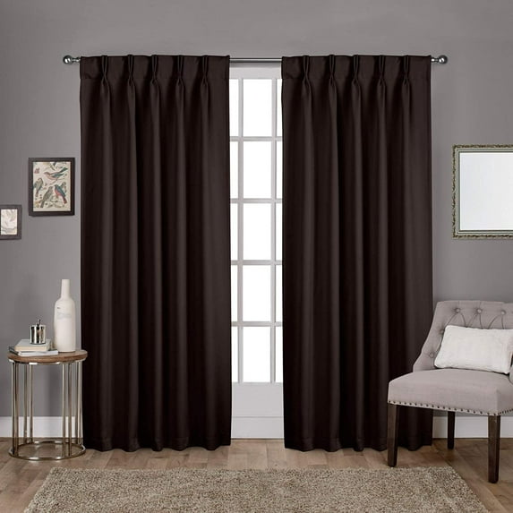 Double Pinch Pleated Blackout Curtain Drapes Panel Pair Soft & Smooth Solid 100% Polyster | Curtains for Living Room, Bedroom & Window (2 Panels Combined Size, 42" W x 84" L) { Chocolate }