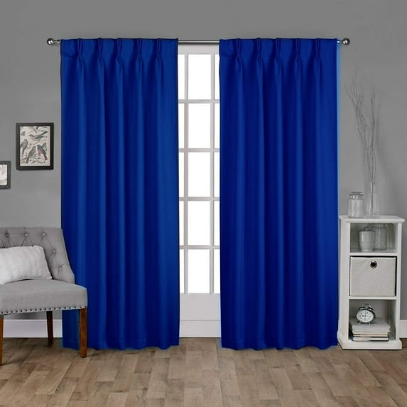 Double Pinch Pleated Blackout Curtain Drapes Panel Pair Soft & Smooth Solid 100% Polyster | Curtains for Living Room, Bedroom & Window (2 Panels Combined Size, 42" W x 95" L) { Royal Blue }