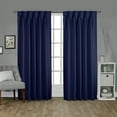 thumbnail image 1 of Double Pinch Pleated Blackout Curtain Drapes Panel Pair Soft & Smooth Solid 100% Polyster | Curtains for Living Room, Bedroom & Window (2 Panels Combined Size, 42" W x 63" L) { Navy Blue }, 1 of 9