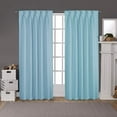 thumbnail image 1 of Double Pinch Pleated Blackout Curtain Drapes Panel Pair Soft & Smooth Solid 100% Polyster | Curtains for Living Room, Bedroom & Window (2 Panels Combined Size, 42" W x 108" L) { Light Blue }, 1 of 9