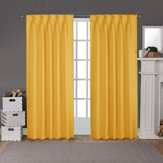 Double Pinch Pleated 100% Polyster Blackout Curtain Drapes Panel Pair Soft & Smooth | Curtains for Living Room, Bedroom & Window Hall (2 Panels Combined Size, 42" W x 45" L) { Gold }