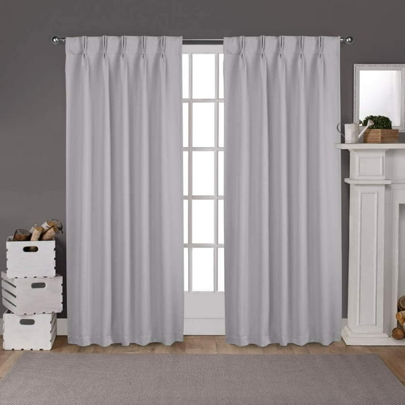 Double Pinch Pleated Blackout Curtain Drapes Panel Pair Soft & Smooth Solid 100% Polyster | Curtains for Living Room, Bedroom & Window (2 Panels Combined Size, 42" W x 54" L) { Silver Grey }