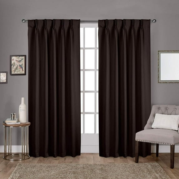 Double Pinch Pleated Blackout Curtain Drapes Panel Pair Soft & Smooth Solid 100% Polyster | Curtains for Living Room, Bedroom & Window (2 Panels Combined Size, 52" W x 120" L) { Coffee }